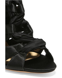 Alexandre Birman Layla Bow Embellished Satin Sandals Black