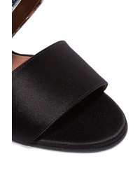 Marni Leather Trimmed Embellished Satin Sandals Black