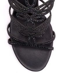 Rene Caovilla Swarovski Crystal Embellished Satin Sandals