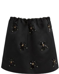Black Embellished Satin Skirt