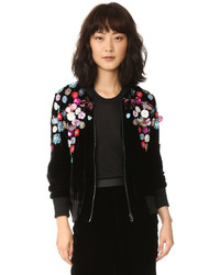 Black Embellished Sequin Bomber Jacket