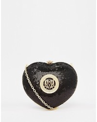 Love Moschino Sequin Heart Clutch In Black