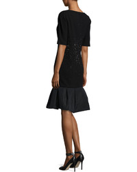 Rickie Freeman For Teri Jon Embellished Crepe Taffeta Cocktail Dress Black