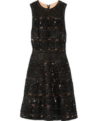 Elie Saab Embellished Tulle Mini Dress Black