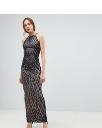 Little Mistress Tall Sequin Print Maxi Dress With Cross Back And Mink