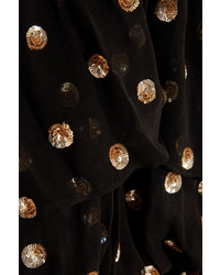 Temperley London Jolie Sequin Embellished Georgette Maxi Dress Black