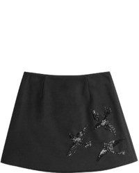 Black Embellished Sequin Mini Skirt