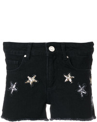 Black Embellished Sequin Shorts