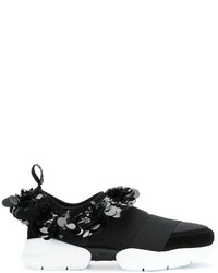 Black Embellished Sequin Slip-on Sneakers