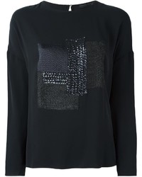 Black Embellished Sequin Sweater