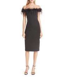 Milly Elle Off The Shoulder Feather Detail Dress