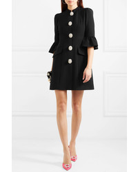 Andrew Gn Crystal Embellished Ruffled Woven Mini Dress