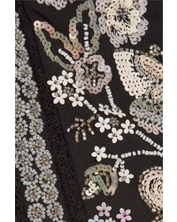 Needle & Thread Embellished Georgette Mini Dress Black