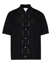 Bottega Veneta Embellished Detail Fine Knit Polo Shirt
