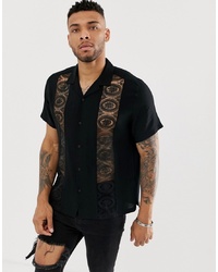 ASOS DESIGN Oversized Revere Shirt With In Black