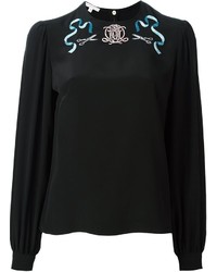 Olympia Le-Tan Embellished Neck Blouse