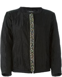 Black Embellished Silk Bomber Jacket