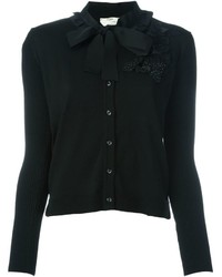 Black Embellished Silk Cardigan