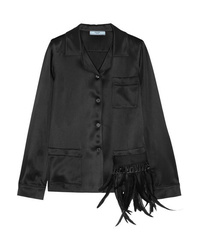 Black Embellished Silk Dress Shirt