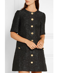 Dolce & Gabbana Button Embellished Jacquard Mini Dress Black