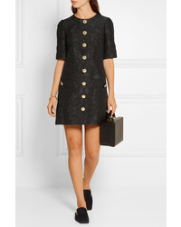 Dolce & Gabbana Button Embellished Jacquard Mini Dress Black