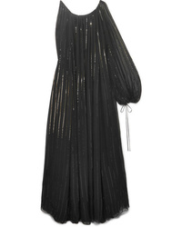 Oscar de la Renta Asymmetric Sequined Silk Chiffon Gown