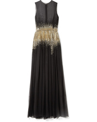 Oscar de la Renta Embellished Silk Chiffon Gown