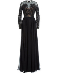 Elie Saab Embellished Silk Floor Length Evening Gown