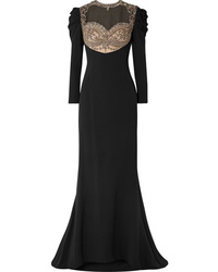 Reem Acra Embellished Tulle And Silk Cady Gown