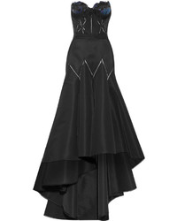 Marchesa Feather Embellished Silk Blend Faille Gown