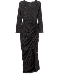 Veronica Beard Amara Crystal Embellished Ruched Silk Midi Dress
