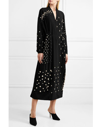 Stella McCartney Oversized Faux Pearl Embellished Silk De Chine Wrap Dress