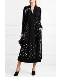 Stella McCartney Oversized Faux Pearl Embellished Silk De Chine Wrap Dress