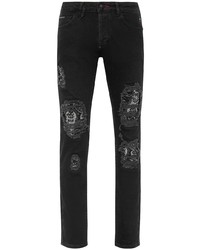 Philipp Plein Rhinestone Embellished Low Rise Skinny Jeans