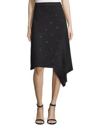 Nic+Zoe Grommet Embellished Asymmetric Skirt Black Onyx Plus Size