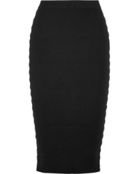 Thierry Mugler Mugler Embellished Ribbed Knit Skirt Black