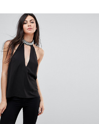 Asos Tall Plunge Halter Top With Embellished Choker