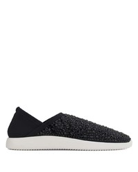 Black Embellished Slip-on Sneakers
