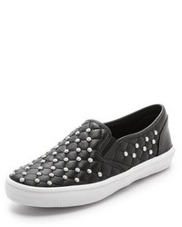 Black Embellished Slip-on Sneakers
