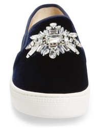 Badgley Mischka Barre Crystal Embellished Slip On Sneaker