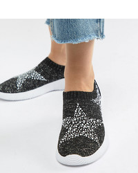 ASOS DESIGN Wide Fit Dizzy Embellished Star Sock Trainers