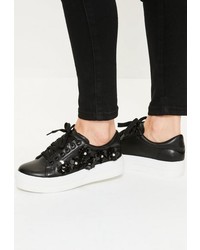 Missguided Black Embellished Flatform Sneakers