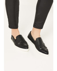 Missguided Black Star Embellished Slip On Sneakers