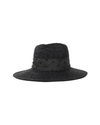 Black Embellished Straw Hat