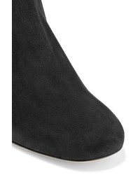 Miu Miu Crystal Embellished Suede Ankle Boots Black