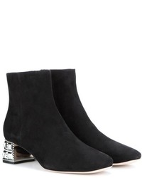 Miu Miu Embellished Suede Ankle Boots