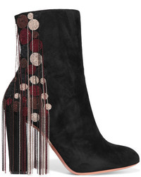 Chloé Liv Beaded Suede Ankle Boots Black
