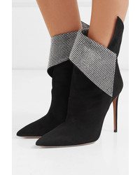 Aquazzura Night Fever Crystal Embellished Suede Ankle Boots