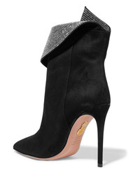Aquazzura Night Fever Crystal Embellished Suede Ankle Boots