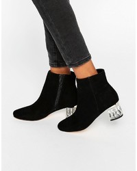Dune Orion Embellished Suede Mid Heeled Ankle Boots
